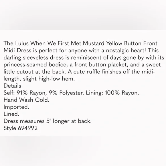 Lulu's Mustard Button-Up Midi Dress - Picture 8 of 8